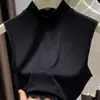 Algodón de Ramio Tejido Suave y Ceroso con Nudos Falsos en el Cuello Todo-en-uno para Mujer de Gama Alta Elegante Base Negra
