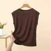 Nova camiseta modal de manga curta de verão para mulheres, top fino soltinho sem mangas, plus size, pode ser usada como camada base ou camisa externa