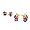 Novas Brincos de Pino Moda Simples Design de Flor de Girassol Folha Verde Zircônia Colorida Incrustada Prata 925 Brincos