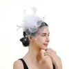 Amazon Europeo y Americano Novia Pluma Pequeño Adorno Sombrero Accesorios para el Cabello Fiesta del Té Festival de Carreras de Caballos Malla Retro Transfronterizo Flor de Cabeza Bola