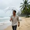 Paraguas Transparente Transparente de Palo, Paraguas de Lluvia Manual a Prueba de Viento con Mango Largo para Hombres y Mujeres