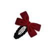 Otoño e Invierno Horquilla Coreana Dulce Linda para Niños Terciopelo Rojo Vino Lazo Pequeño Clip BB Clip Lateral Flequillo Horquilla para Cabello Suelto
