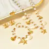 Conjunto de Moda Transfronterizo Europeo y Americano de Acero Inoxidable, Collar de Abalorios con Forma de Estrella de Mar y Concha a la Moda, Conjunto de Pulsera, Pendientes y Anillo para Mujer