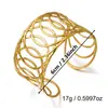 Novas pulseiras transfronteiriças europeias e americanas, aço inoxidável, versáteis e modernas, cor dourada, estilo largo oco irregular, joias femininas