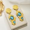 Pendientes Irregulares Plisados Estilo Medieval con Perlas de Cristal para Mujer, Pendientes Personalizados de Nicho Transfronterizos de Comercio Exterior
