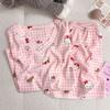 Pijama feminino de verão 2025, pijama fofo com decote em V, nuvens, algodão, estampa de desenho animado japonês, roupa de casa, atacado