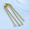 Cadena ajustable de cuentas de acero inoxidable, pulsera de cadena de perlas, collar ajustable, vacío, chapado en oro de 18 quilates, accesorios de joyería DIY