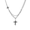 Collar de cadena cruzada negra de estilo frío con diseño de nicho para hombres y mujeres, estilo similar, cadena de cuello de alta gama, cadena de clavícula.