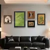 Pintura Decorativa para Sala de Estar Estilo Medieval, Arte de Pared Combinado de Alta Gama Francés, Pintura Colgante de Pared para Fondo de Sofá con Arte Retro Verde