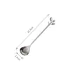 Cuchara de Acero Inoxidable con Forma de Hoja Cuchara Creativa para Revolver Café Estilo Bosque Transfronterizo Nido de Pájaro Miel Dorada Pequeña Cuchara para Postre