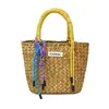 Bolsa Tejida Bolsa de Paja Dopamina Bolso Tejido a Mano de Colores Estilo Pastoral Bolsa de Playa para Vacaciones en la Costa