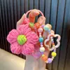 Llavero Colgante Flor de Lana Tejida a Mano Accesorios Colgantes Creativos para Mochilas Escolares de Niñas Llavero de Flor para Coche