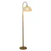 Luminária de chão cor creme estilo francês para sala de estar ao lado do sofá, luminária de pé de cabeceira para quarto, popular em pousadas online, com trama de rattan