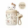 Copo Térmico Sanrio de Aço Inoxidável 316 para Meninas Alto Valor Estético Copo Fofo com Canudo Portátil para Escritório Deslocamento Copo de Café