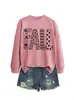 Amazon eBay site independente casual confortável versátil feminino outono estampado gola redonda manga longa moletom comércio exterior em estoque