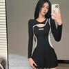 Maiô Popular para Mulheres, Blusa de Manga Comprida, Proteção Solar Estilo Saia Peça Única, Cobrindo a Barriga, Aparência Emagrecedora, Sofisticado, Conservador para Férias e Águas Termais
