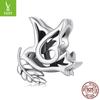 Charme de prata criativo paz pomba contas ocas pássaro contas soltas 925 prata faça você mesmo pulseira acessórios fábrica outlet