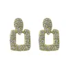 Brincos Stud Quadrados Geométricos Super Brilhantes de Diamante Completo Estilo Coreano Moda de Nicho Temperamento Personalidade Minimalista Tendência Artesanato Pesado Brincos