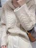 Suéter de Cachemira Otoño e Invierno Transfronterizo para Mujer Estilo Holgado Perezoso Sudadera con Capucha Suéter de Lana Tejido Ropa de Abrigo Lana Fina