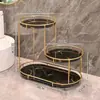 Jinghan Seleção Premium Lavatório de Luxo Leve Rack de Armazenamento de Cosméticos, Organizador de Bancada de Banheiro de Camada Dupla