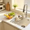 Cesta Escurridora Telescópica de Acero Inoxidable Premium para el Hogar, Rejilla Ajustable para Fregadero de Cocina para Lavar Verduras, Guardar Vajilla, Tazones y Palillos