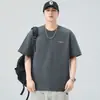 Nueva Camiseta de Manga Corta Pesada para Hombre 2026, Corte Holgado, Tallas Grandes, Marca de Moda, Estilo Ins, Ropa de Verano Fina para Hombre con Estampado de Media Manga