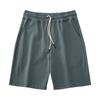 Shorts Casuales de Color Sólido de Cintura Media con Cordón Elástico, Estilo Americano Retro Simple, Color Camel Claro, Pierna Recta para Hombre
