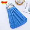 Toalla Colgante Floral de Coral Fleece Delgado 200g, Toalla de Mano para Cocina, Paño de Mano Colgante Absorbente de Secado Rápido