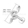 Pendientes de titanio F136 con forma de serpiente incrustados con circonita año de la serpiente uña de labio uña de cartílago de la oreja joyería para piercing corporal de aleación de titanio G23 pendientes