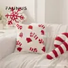 Funda de Cojín Bordada de Bastón de Caramelo Festival de Navidad Decoración de Ambiente Festivo Funda de Cojín para Sofá Funda de Cojín para Mesita de Noche