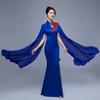 Vestido de Performance de Palco Longo com Cauda de Peixe Bordado Slim-Fit Passarela Vestido Cerimonial Cheongsam Modernizado Fantasia de Performance Novo Estilo Chinês