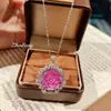 Anillo de Girasol Rojo Rosa de Alto Carbono, Colgante Milenio Azul Océano, Pendientes de Piedras Preciosas de Colores con Diamante Cortado, Montura Octagonal, Collar Rosa para Mujer