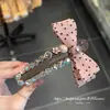 Pinza para el Cabello Rosa de Lunares con Lazo y Brillantes de Lujo Ligero para Recogido en la Parte Trasera de la Cabeza, Accesorio de Cabello de Alta Gama, Elegante Pinza Perezosa