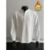 Gola henley 350g algodão chinês de peso pesado pelúcia espessa quente tamanho grande camiseta masculina T versátil casual