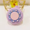 Bonito peine plegable con pequeño espejo cosmético, peine de masaje con cabeza de cojín de aire portátil, peine portátil de plástico de dibujos animados con airbag