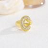 Anel de 26 letras inglesas incrustado com diamante zircão banhado a ouro anel aberto simples vento