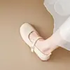 Zapatos Mary Jane blancos para combinar con faldas, nuevos zapatos de ballet de suela blanda 2026, zapatos de tacón bajo exquisitos de estilo francés, zapatos de tacón grueso para mujer