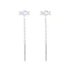 Aretes Largos de Alambre para Oreja de Caramelo con Incrustaciones de Circonitas 2026 Verano Nuevo Estilo Dulces y Frescos Borla Diamante Redondo Aretes de Lazo