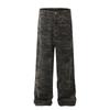 Calça cargo camuflada com contraste americano, calça reta solta de nicho masculina, calça de perna larga com design moderno de rua alta