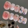 Parche de uñas para llevar en la mano pegatinas de uñas cortas de color melocotón arcoíris para niñas pequeñas arte de uñas desmontable al por mayor