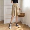 Pantalones de verano para mujer, de cintura alta, anchos y con bolsillos grandes, elásticos, de color liso, holgados y ajustados, informales.