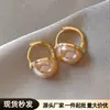 Pendientes de perla color oro champán estilo francés, nuevo modelo popular 2026, de alta gama, lujo ligero, nicho, pendientes de botón simples y elegantes