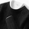 Suéter de Cashmere com Gola Redonda em Tricô Trançado 2026 Outono e Inverno Novo Suéter Base Tricotado Grosso Masculino Estilo Coreano Suéter Pulôver Jovem