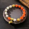 Pulseira de Vidro Cinza Fragrância de Dois Mundos Feminina Leve Luxo Areia Dourada Luminosa Esmaltada Área Cênica Templo Joias Atacado