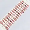 Uña Postiza Blanca Almendra Ojo de Gato Lunar Color Sólido Destello Gota Uña Postiza Prefabricada 30 Piezas Tamaño Completo Tira Desnuda