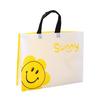 En stock, bolso de mano no tejido recubierto, bolsa de compras de tienda de ropa de dibujos animados, bolsa no tejida prensada en caliente, logotipo imprimible