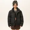 Chaqueta Corta de Algodón Color Ámbar con Cuello Alto para Hombres y Mujeres, Nueva Chaqueta de Invierno Tendencia de Marca Color Sólido con Acabado de Alta Gama, Chaqueta Acolchada Cálida para Mujeres