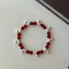 Pulsera de Plata de Ley S925 con Borla de Ágata Roja Natural para Mujer Estilo Coreano Normcore Pulsera de Navidad Pulsera Versátil de Alta Resistencia