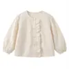 Camisa de algodón de manga larga con cuello redondo para niña, estilo coreano, nueva llegada de primavera, dulce y a la moda, ideal para mujer.