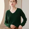 Suéter de Cachemira para Mujer Nueva Moda Top Interior Manga Larga 2025 Nuevo Cuello en V Suéter de Punto de Cachemira Básico